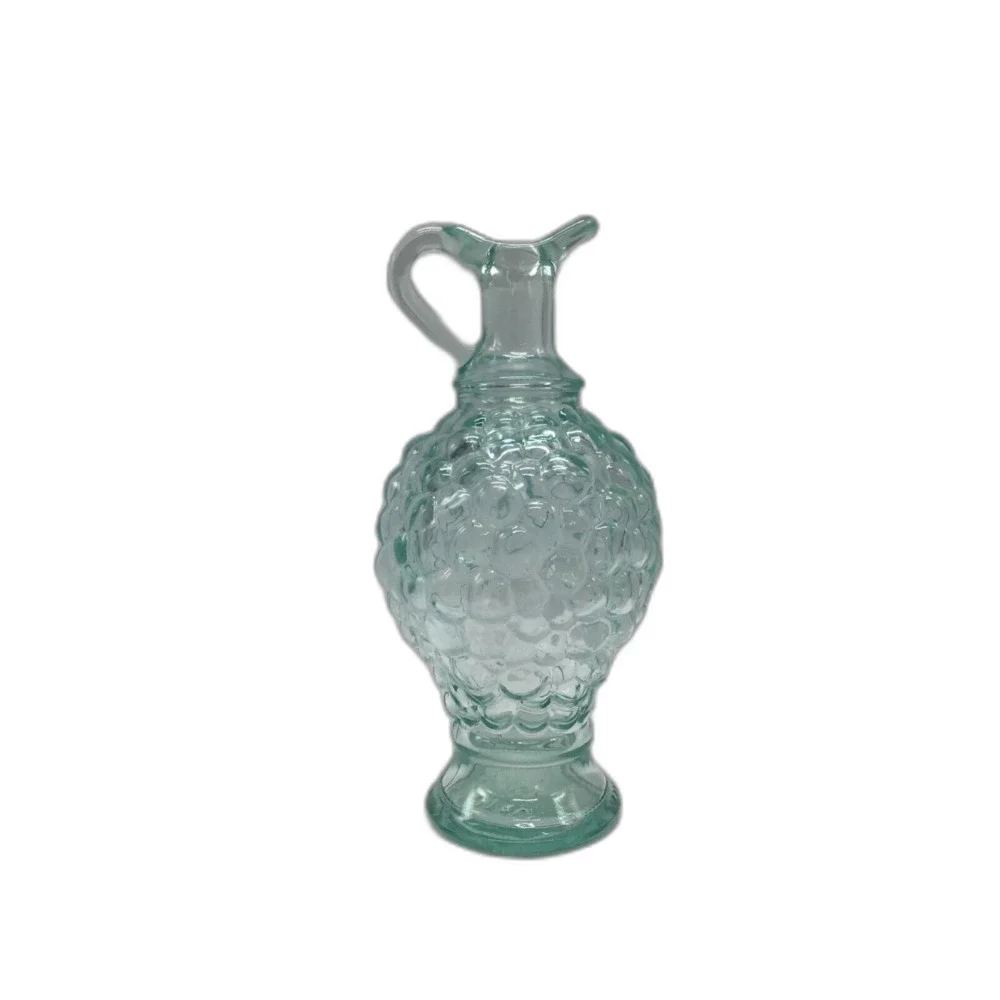 Vintage Pinord Green Glass Embossed Grape Decanter Bottle Carafe Cruet Italy